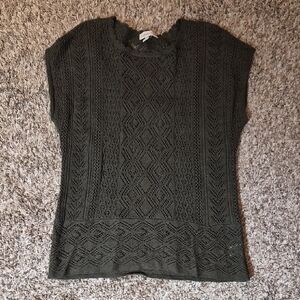 Coldwater Creek Olive Green Cover Up Lace Knit Blouse